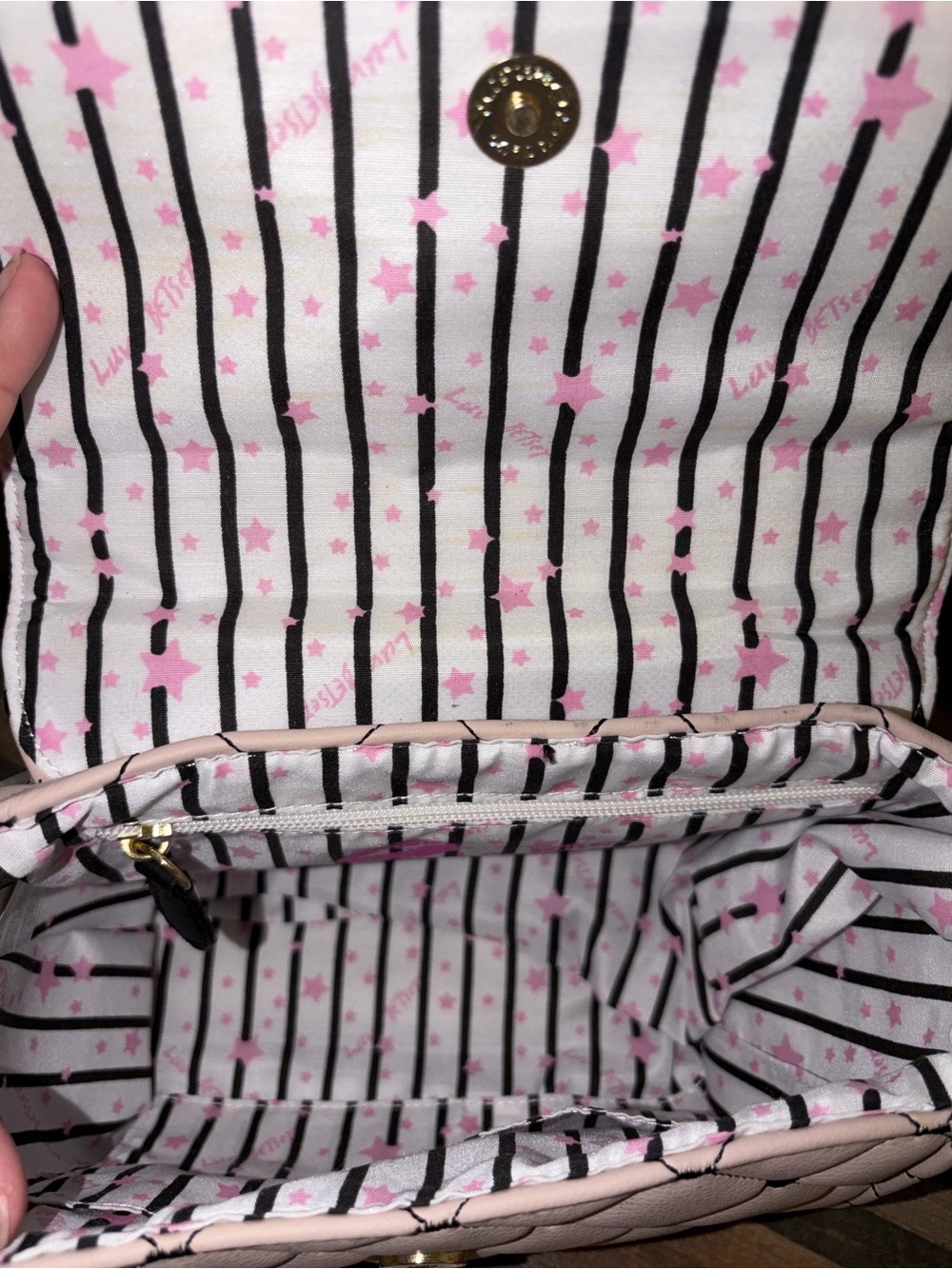 Betsey Johnson Pink Quilted Top-Handle Crossbody Bag, Black Heart Details NWT - Picture 5 of 5